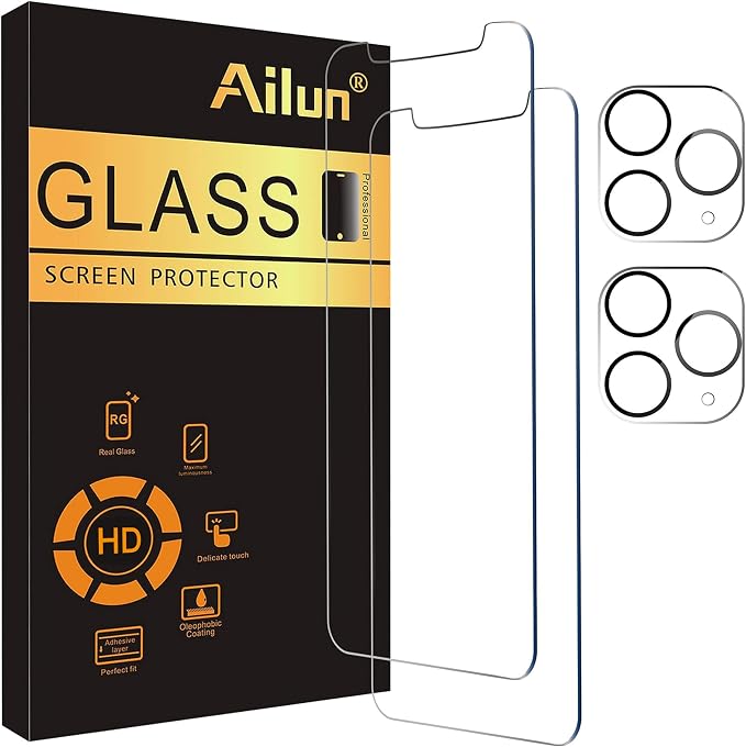 Ailun Screen Protector+Camera Lens Protector for iPhone 11 Pro Max | 2+2 Pack, 6.5 inch, Tempered Glass Film, HD by Ailun