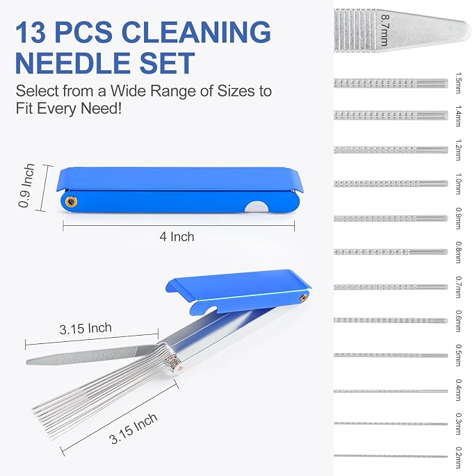Torch Tip Cleaner, Welding Nozzle Tip Cleaner, Carburetor Cleaner Tools Accessories with 13 Cleaning Wires and 1 Sharp Pick for Carburetors, Gas Orifices, Sprinklers and Shower Heads Cleaning - Image 2
