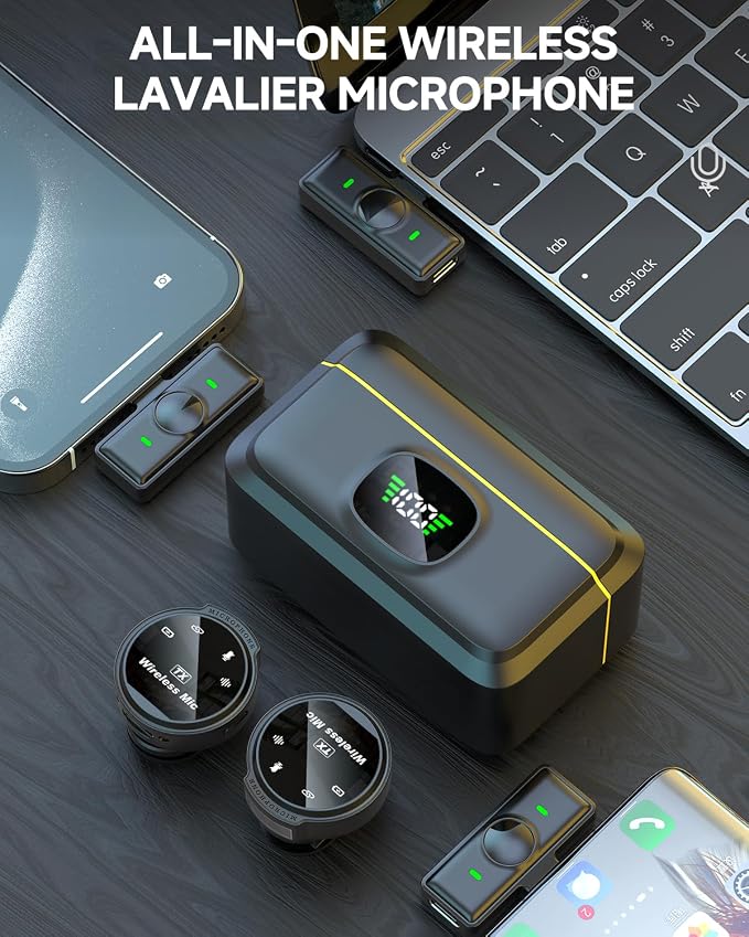 2 Pack Wireless Lavalier Microphone for iPhone 15/16/17 Android, USB C, ipad with Adapter Included, Noise Cancellation Mini Lapel Mic for Tiktok YouTube, Recording, Vlog, Facebook Live Streaming - Image 9