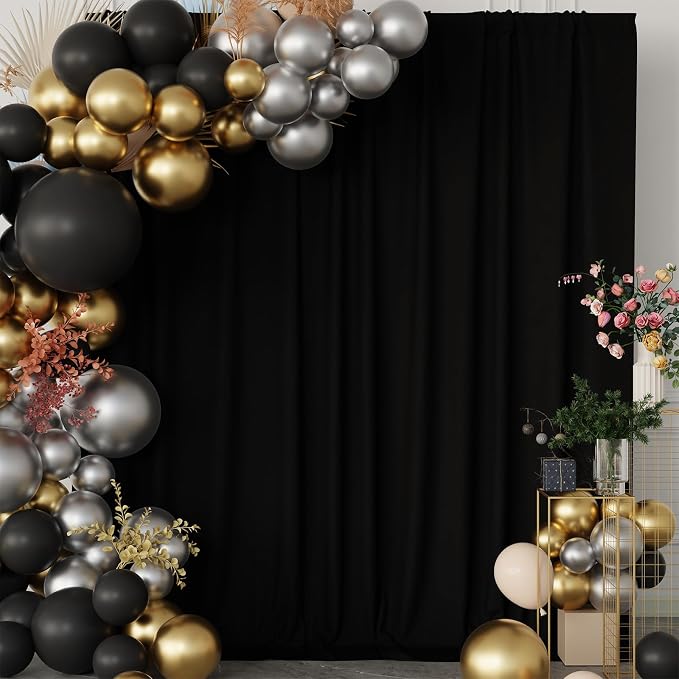 10x7FT Black Backdrop Curtains for Parties, 5x7FT 2 Panels | Wrinkle Resistant Fabric Drapes for Photography Birthday Wedding Halloween Background Decorations Easy Hang Multipurpose Use - Image 5