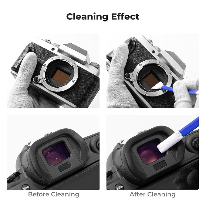 K&F CONCEPT APS-C Sensor Cleaning Kit,with 5 Pack Swabs,20ml Sensor Cleaner | Clean Camera Sensor and View finder,Double layer 270g Swabs,Gentle Cleaning Liquid,for Nikon Sony Canon Camera Clean,MA02 - Image 9