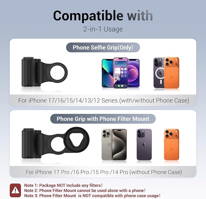 67mm Magnetic Phone Lens Filter Adapter Kit for iPhone 17/Air/16/15/14 Pro(NOT for Pro Max), UV ND CPL Phone Filter Mount with Universal Smartphone Camera Shutter Grip for Photography(NO Filters) - Image 3
