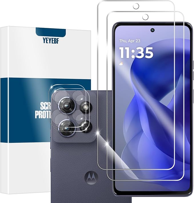 Moto G Power 5G 2025/2026 Tempered Glass Screen & Lens Protector 2+2 Pack | [3D Glass] [Anti-Glare] [Bubble-Free] by YEYEBF