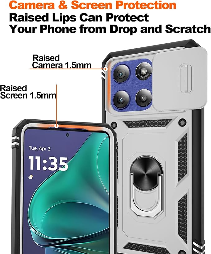 Gritup for Motorola Moto G Stylus 5G 2026 Case: G Stylus 5G 2025 Case with Screen Protector*2 [Magnetic Stand] [Slide Camera Cover] Shock Proof Military-Grade para G Stylus-5G-20255 White+Black - Image 4