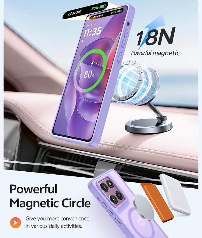 FNTCASE for Moto G Stylus 2026/2025 Case, Fit for Magsafe, Screen Protector | Translucent Matte Magnetic Back, 14FT Military Grade Drop Protection, Shockproof Protective Phone Cover, Light Purple - Image 3