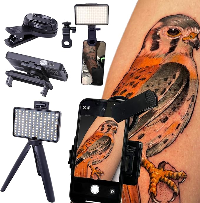 Tattoo Light Photography Kit, 120 LED Lights, CPL Filter | Tripod & Phone Holder to Remove Glare & Capture True Colors professional Tattoo Supplies by BeocallBrandBuyNow