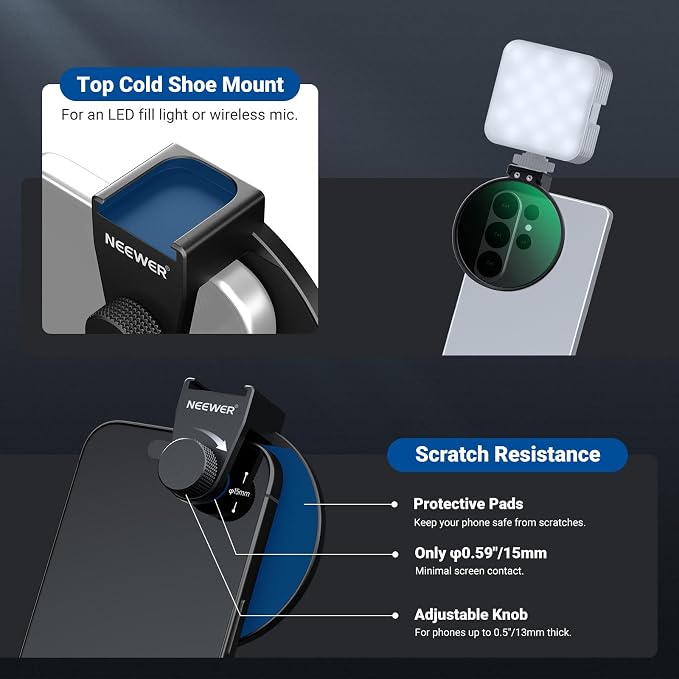 NEEWER 67mm Phone CPL Filter with Cold Shoe Clip, HD Circular Polarizer Lens Filter Accessories with Adjustable Polarization, Compatible with Android Samsung S26 Ultra iPhone 17 Pro Max & More, FL-113 - Image 5