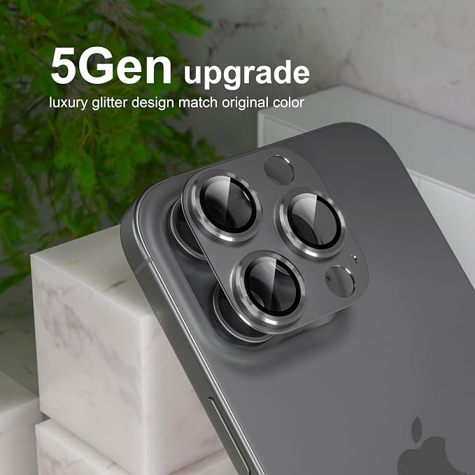Choiche for iPhone 16 Pro/iPhone 16 Pro Max Camera Lens Protector | Full Camera Cover with 9H Tempered Glass Lens Screen Protector Metal Ring Decoration Accessories (Black) - Image 7