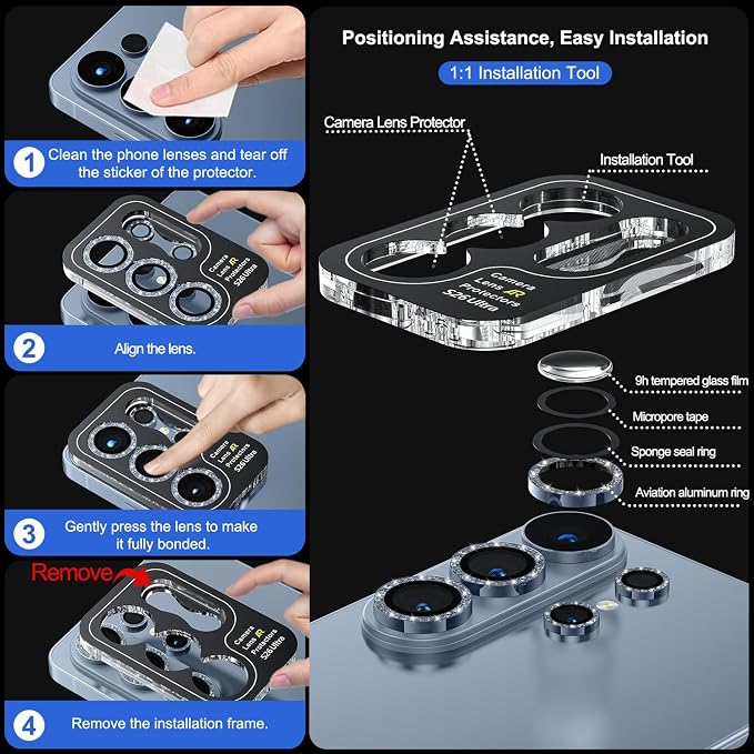 WSKEN for Samsung Galaxy S26 Ultra Camera Lens Protector - Ultra Thin | Case Friendly, 9H Shatterproof Tempered Glass, Anti Scratch Metal Circle, Camera Screen Protector Cover Accessories, Blue - Image 6