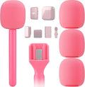 Facmogu Pink Mic Holder for DJI Wireless Mic, Handle for Rode Wireless Pro | 3PCS Foam Cover | Pink Microphone Accessories for Dji Mic Mini | Interview Handle for DJI/Rode/Hollyland Lark Lavalier by Facmogu