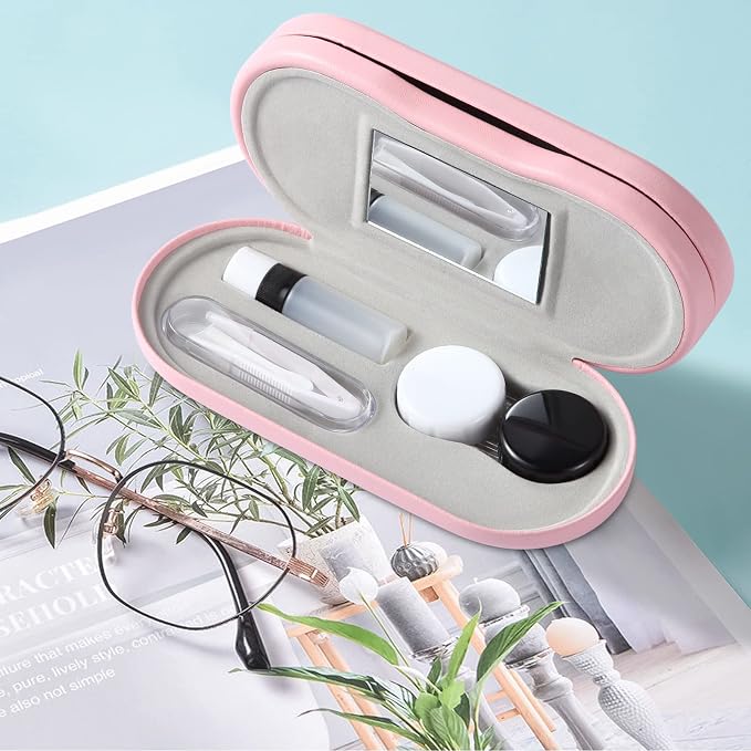 AITIME 2 in 1 Contact Lens and Glasses Case Combo,Contact Travel Case Kit | Double Sided Eye Contact Case with Remover Tool,Storage Organizer Accessories,Cute Eyeglasses Case with Contact Holder - Image 2
