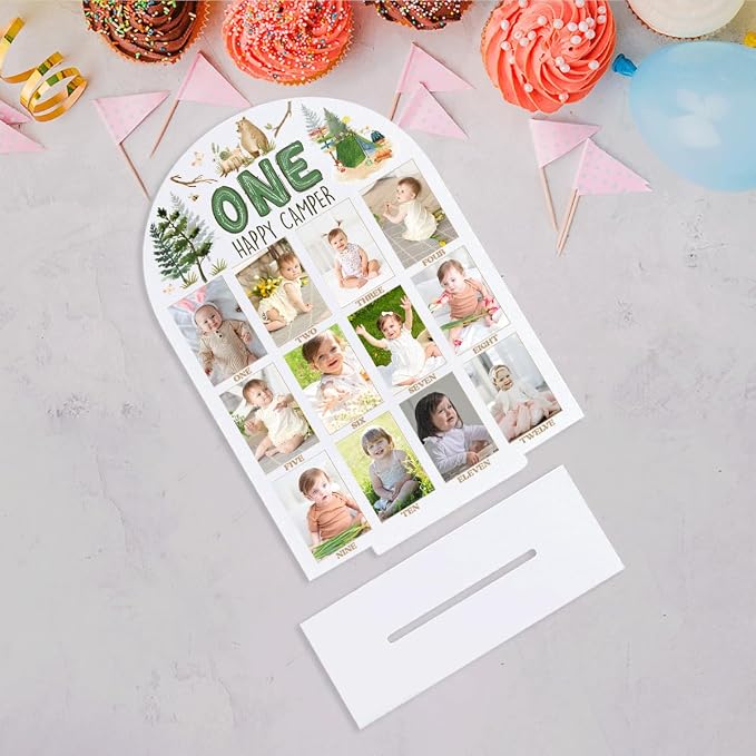 My First Year Photo Board Baby Milestone Signs One Year of Baby Photo Board, Best Babies Keepsake 10x14 Inches Acrylic Sign Decor Fits 2" x 3" Photo A04 - Image 6