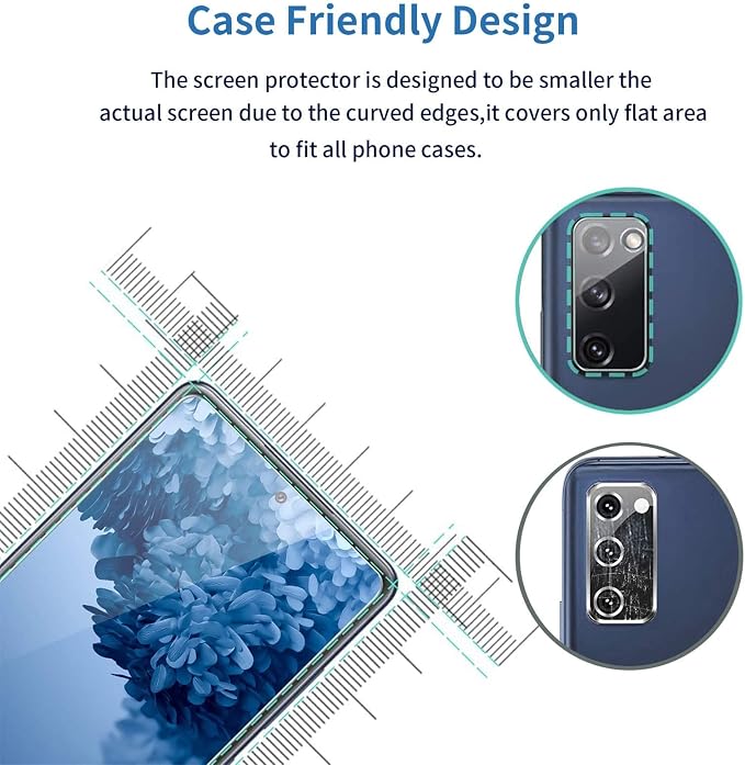 Galaxy S20 FE Screen Protector and Camera Protector, [3 Screen Protectors+3 Camera Protectors][Support Fingerprint] Tempered Glass Screen Protector for Samsung Galaxy S20 FE 5G/4G - Image 6