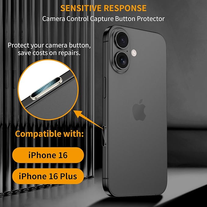 AMANECER 2 Pack Camera Control Button Protector for iPhone 16/16 Plus, Auto-Alignment Rugged Sensitive Slide Capacitive Protective Cover fit Apple Phone Side Click Touch Capture Key, Natural Titanium - Image 3