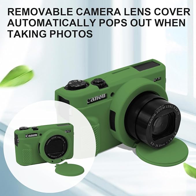 Case with Removable Lens Cover for Canon G7X Mark II/G7XII Camera(Green) | Soft Silicone Camera Protective Case,Slim Fit,Anti-Scratch,Dustproof,Shockproof,Camera Accessories,For Travel,Daily Use - Image 5