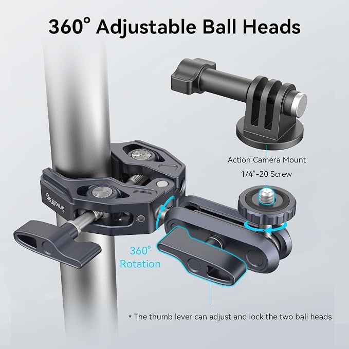 SMALLRIG Super Clamp Mount, Ballhead Magic Arm and Adapter for Gopro | Camera Monitor Mount with 1/4''-20, 3/8''-16 Threaded Holes, for Gopro / DSLR / Stabilizer - Image 6