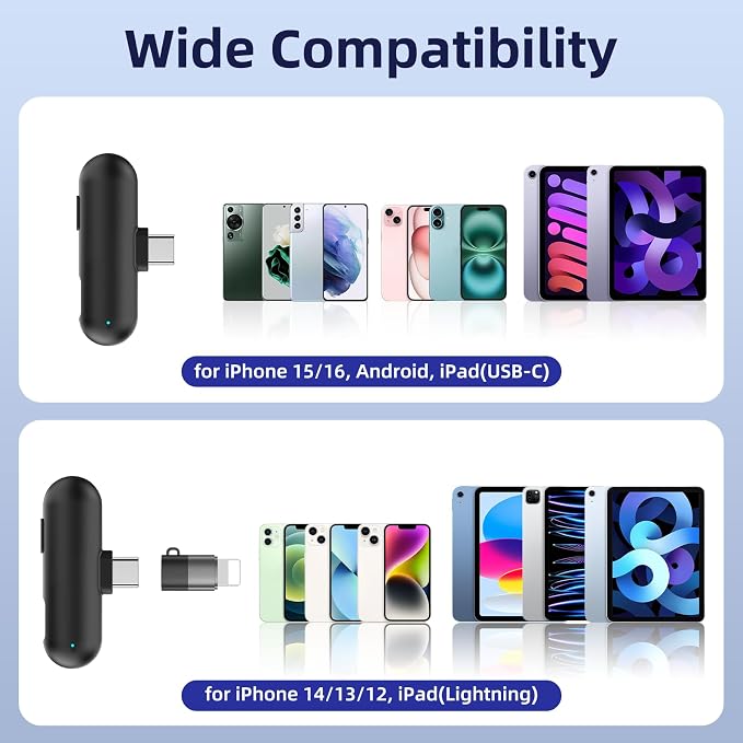 NPTCL Mini Wireless Microphone USB C for iPhone 17 16 15 iPad Android Phone | AI Noise Cancelling Clip on Lavalier Mic, 35H Charging Case, 328Ft Transmission for Video Recording Vlogging Podcasting - Image 7