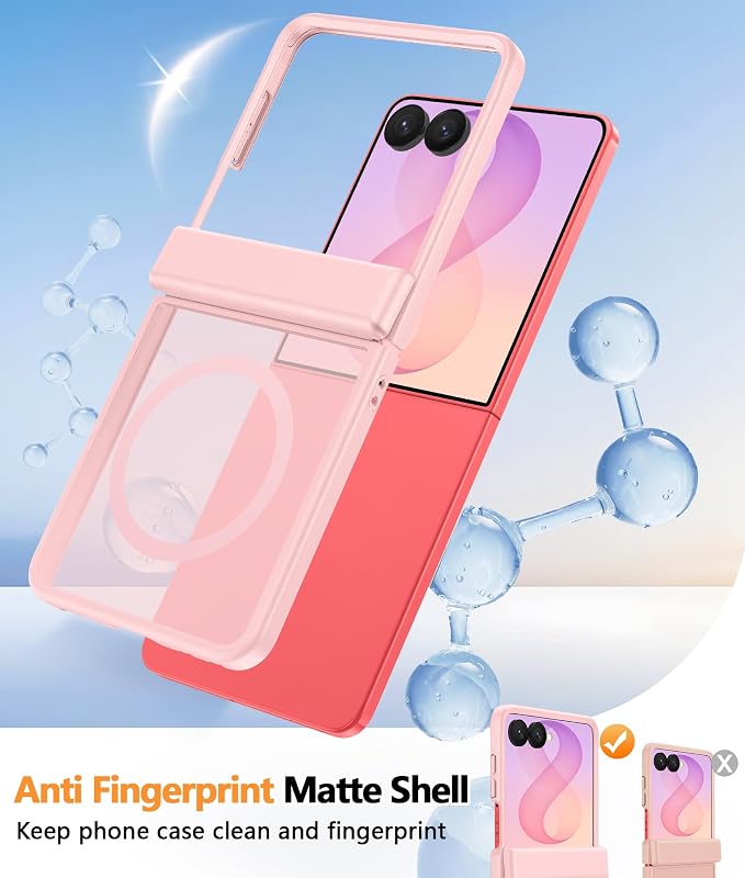 FNTCASE for Samsung Galaxy Z Flip 8 Case, Fit for Magsafe, Screen Protector | Hinge Protection, Translucent Matte, 18FT Military Grade Drop Proof, Protective Phone Cover, Light Pink - Image 4