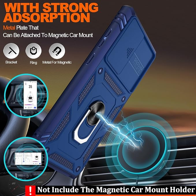 Gritup for Galaxy S22 Ultra Case Military-Grade Shockproof with Kickstand | with 2 PCS Screen Protector, Slide Camera Cover, Heavy Duty Outdoor Protection Funda para Samsung S22 Ultra Cover, Blue - Image 6