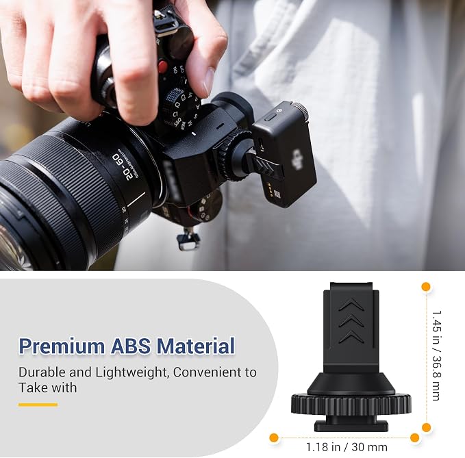 JJC Anti-Slip Cold Shoe Mount Adapter for DJI Mic 2 Receiver,with 1/4"-20 | with Tighten Knob for Stable Mounting,Durable ABS Cold / Hot Shoe Adapter,for DSLR Camera Tripod Vlogging Video Recording - Image 4