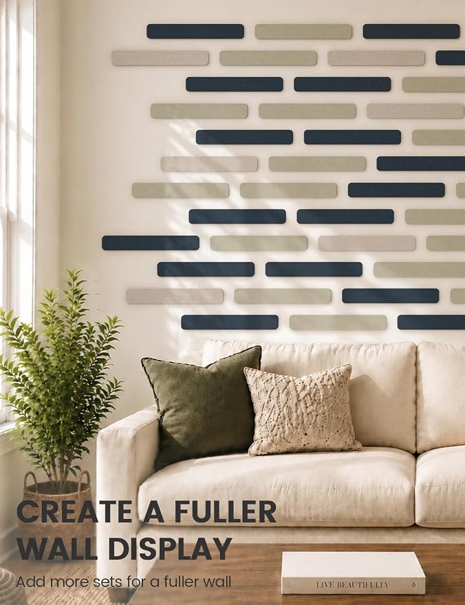 Fluxynara 13" x 2" Felt Wall Panels, Midnight Blue | 8-Pack Includes 50 Push Pins and Adhesive Tabs for Photos, Notes and Decor in Bedroom Doors, Home Office or Studios - Image 7