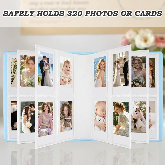 320 Pockets Photo Album for Polaroid 2x3" & Instax Mini Photos, Blue | Gift-Ready Packaging, Beautiful Photo Book, Safely Keep Your Wedding-Anniversary-Birthday-Travel Memories or Mini Cards - Image 4