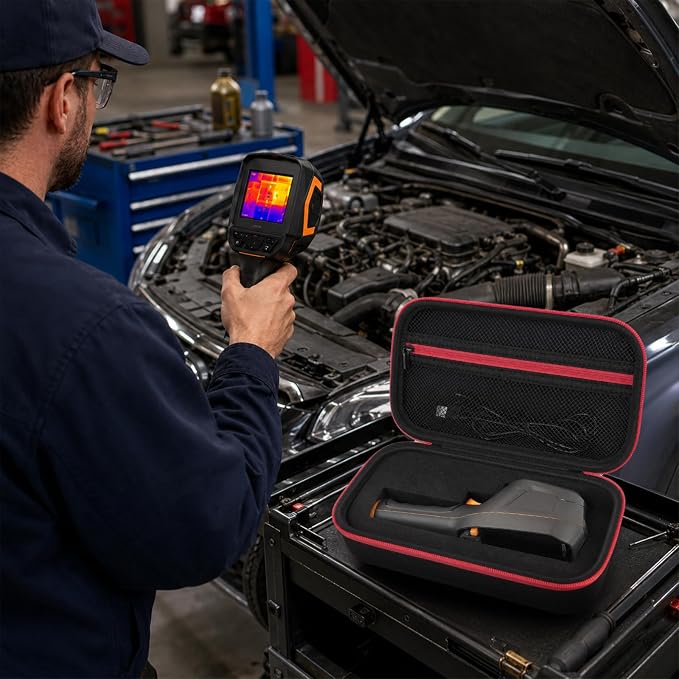 Boobowl Large Hard Thermal Camera Case for TOPDON TC004, for FOXWELL RT280 | DIY Foam, Accessory Pocket for USB Cable and Calibration Card, HVAC Technicians and Field Inspection, Case Only - Black - Image 9