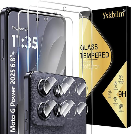 (3+2 Pack) Designed for Motorola Moto G Power 5G 2025 Tempered Glass Screen Protector + Camera Lens Protector,[3D Touch][Bubble-Free][Anti-Scratch] Screen Protector Glass For Motorola G Power 2025 by Unknown