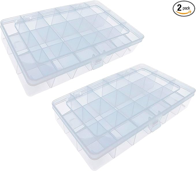 Xiaoyztan 18-Grid Clear Plastic Organizer for Jewelry Beads 2Pcs | 18-grid clear organizer for jewelry, beads, tackle, and small parts by Welcometoxiaoyztan