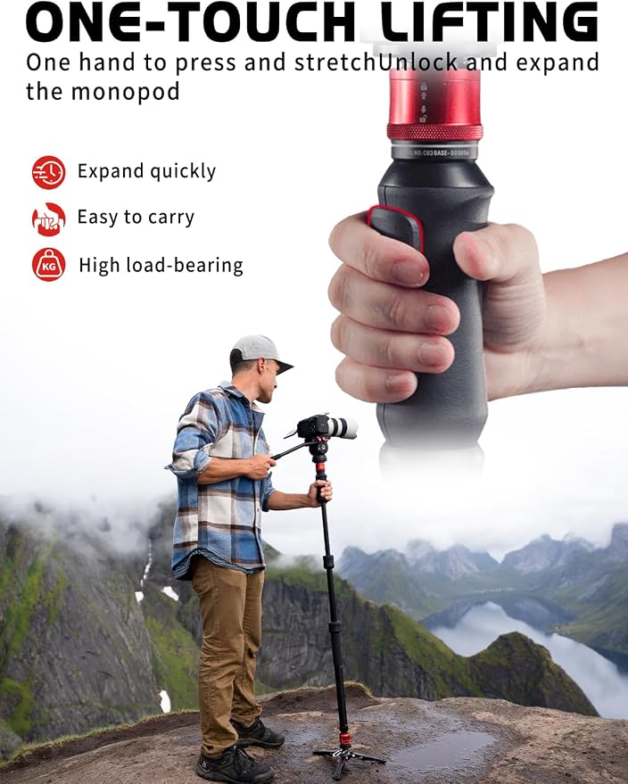 IFOOTAGE Cobra 3 A150S Strike Monopod, Pedal Locking Control, One-Step Rapid Height Adjustment, Professional Photography Monopod for SLR Cameras and Camcorders (59") - Image 4