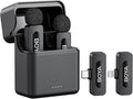 BOYA V3 Combo Wireless Microphone for iPhone/Android/PC/Laptop with USB-C/Lightning Port, 36H Battery Life with Charging Case, Noise Canceling Lapel Microphone Wireless Mini Mic for Video Recording by BOYA