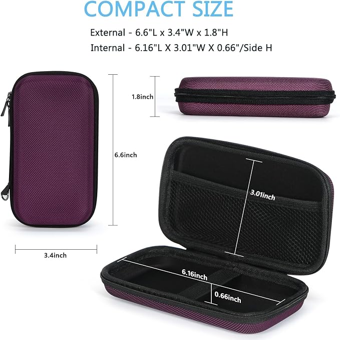 Portable Small Travel Bag, Hard EVA Protective Electronic Case | Mesh Inner Pocket, Fits Power Bank, Charger, Earbuds, Cell Phone, Battery, Zipper Enclosure, Storage - Image 2