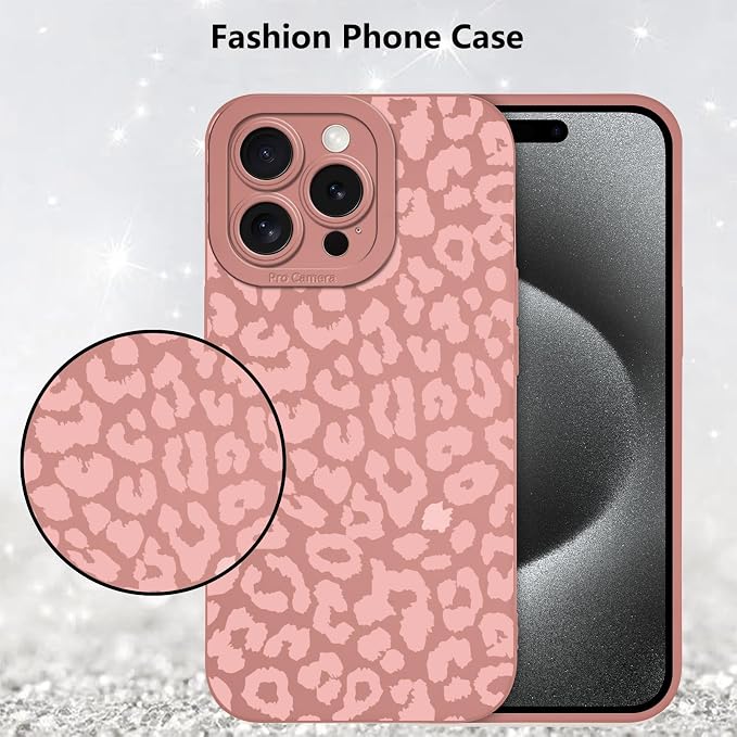 Cute Pink Cheetah Print Phone Case for iPhone 15 Pro 6.1" | Aesthetic Leopard Pattern Design Cover Full Camera Lens Protective Shockproof Soft Slim TPU Funda for Women Girls - Image 6