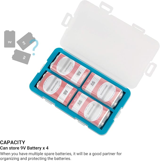 JJC 9V Battery Case for 4x 9V,Water-Resistant & Shockproof, 9V Battery Storage Organizer Carrying Case, PP Shell Ultra-Slim Easy to Carry | 9V Battery Storage Organizer Carrying Case, PP Shell Ultra-Slim Easy to Carry, Thickened Locking System - Image 6