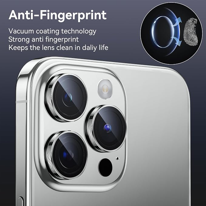 WSKEN for iPhone 15 Pro/iPhone 15 Pro Max Camera Lens Protector,[Keep Original Shooting] Shatterproof 9H Tempered Glass Camera Screen Protector Metal Ring Cover Film Accessories,Silver Titanium - Image 4