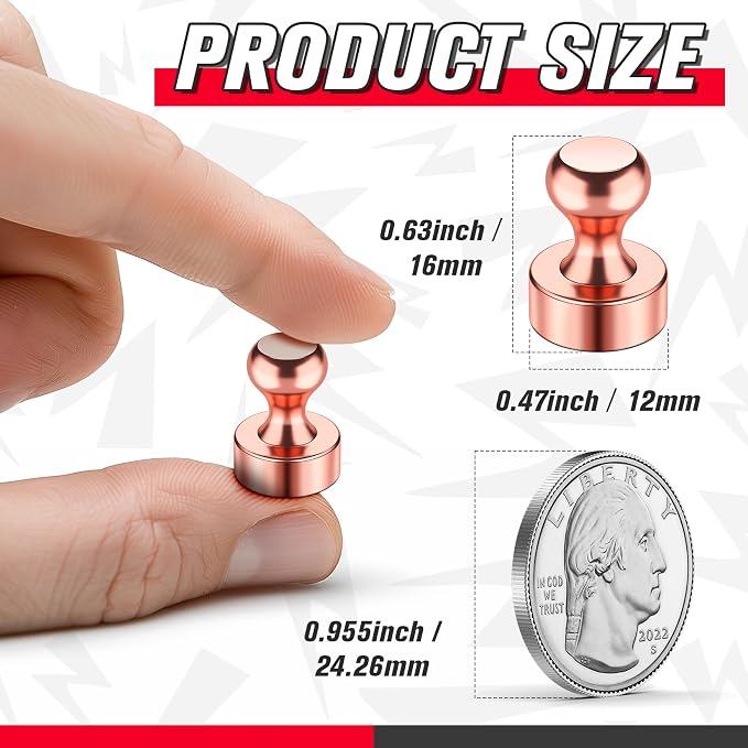 FINDMAG 42 Pack Fridge Magnets, Magnets for Whiteboard, Kitchen, Rose Gold | Refrigerator Magnets Strong for Classroom, Accessories Decorative, Photos, Locker, Kitchen, Fridge, Easy to Move - Image 2
