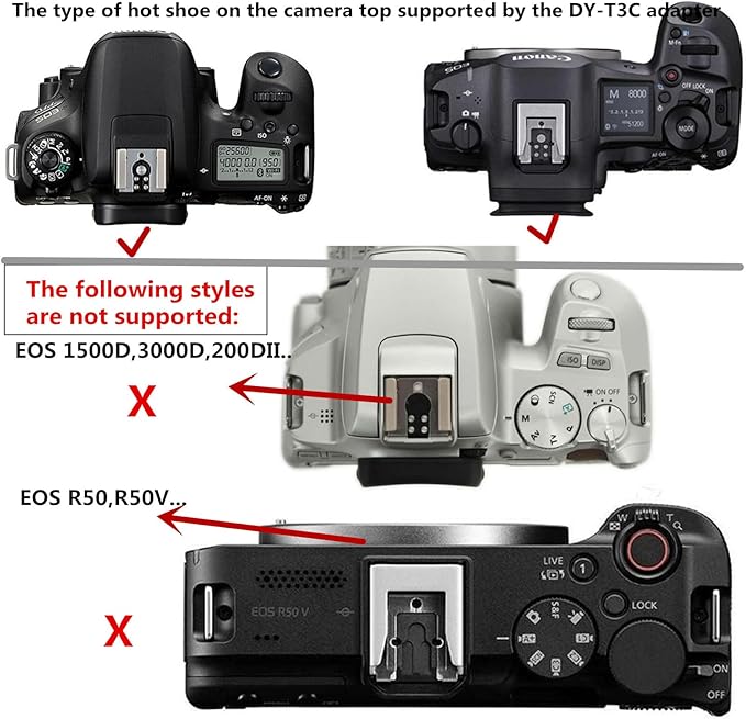 DY-T3C for Canon Camera Flash Hot Shoe Adapter Mount Top-Mounted Expansion Accessory: Multi-Flash synchronous Shooting with Cable Converter (DY-T3C 1PCS + PC Cable 1PCS) - Image 3