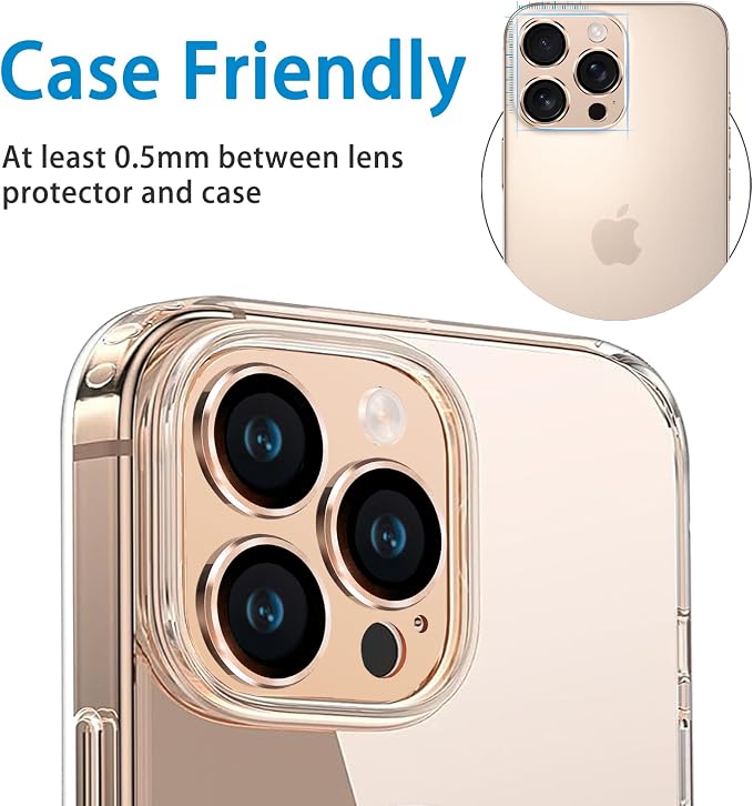 Compatible with iPhone 16 Pro and 16 Pro Max Camera Lens Protector, Anti-Scratch Tempered Glass Metal Camera Screen Protector Shockproof Full Protective Lens Cover, Desert - Image 5
