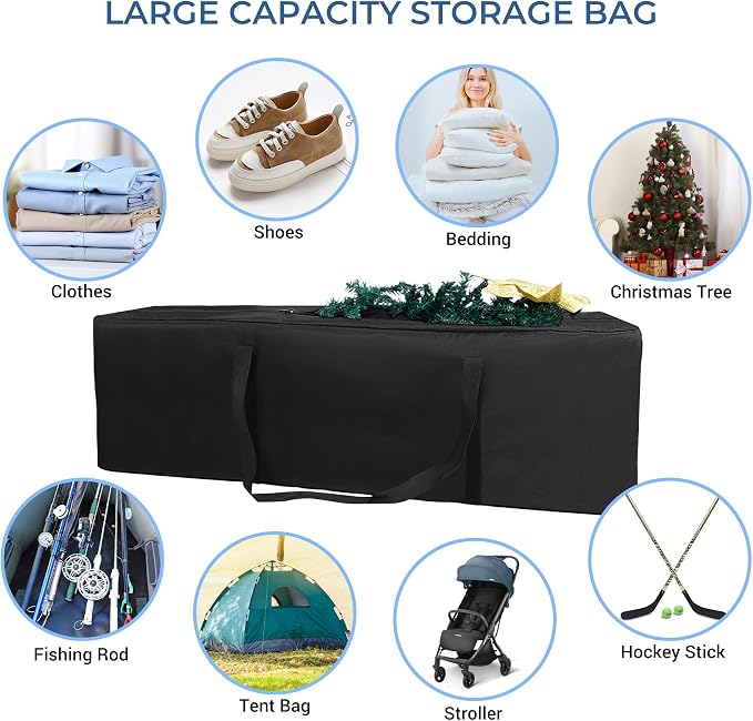 COOLBEBE 2 Pack 60" Sports Duffle Bag - 332L Extra Large Travel Luggage Bag | Upgrade Dual Zipper, 600D High-Density Fabric, Sturdy & Water Resistant Long Duffle Bag for Camping Moving, Black 60inch - Image 4