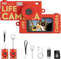 Mini Keychain Digital Camera, Y2K Retro Pocket Camera with 1.47 Inch Screen, 1440P Video, 2MP Photos, 16GB Card, Flash, Type C, Tiny Vintage Camcorder for Kids Teens Travel Vlog (Red) by Dienspeak