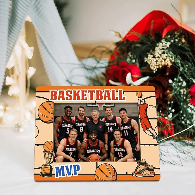 Basketball Picture Frame, MVP Player Sports Themed Photo Frame for 4x6 Inches Photos, Tabletop Display Frames to Basketball Players and Coaches, Sports Decor for Home - Image 3