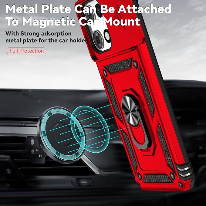 for Moto G 2026 /Moto G Play 2026 Case,with Screen Protector and Camera Cover,[Military Grade] 16ft.Drop Tested Cover with Magnetic Kickstand Protective Case for Motorola G 2026, Red - Image 3