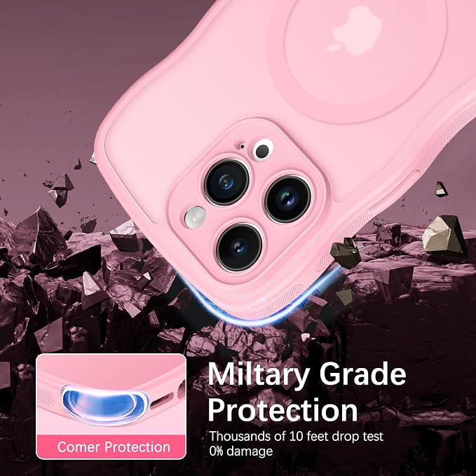 BENTOBEN Magnetic for iPhone 15 Pro Max Case, Cute Wavy [Full Camera Protection][Compatible with MagSafe] Matte Anti-Slip Bumper Women Men Boys Protective Cover for 15 ProMax 6.7", Light Pink - Image 5