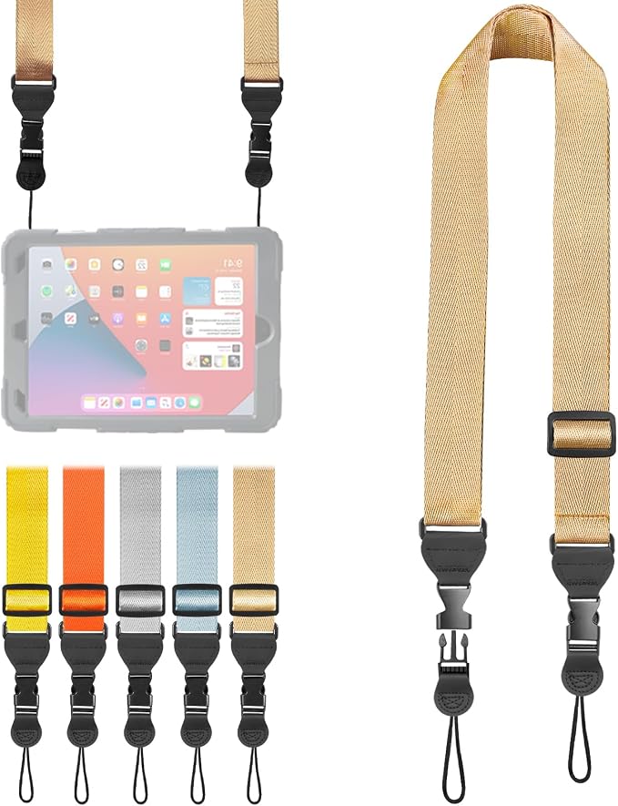 FIEIL Adjustable Shoulder Strap, Nylon Camera Strap, Comfortable Neck Strap for iPad, Cellphone Tablet, Camera, Laptop, Binocular, Luggage Bag (Light Khaki Universal Lanyard) by FIEIL