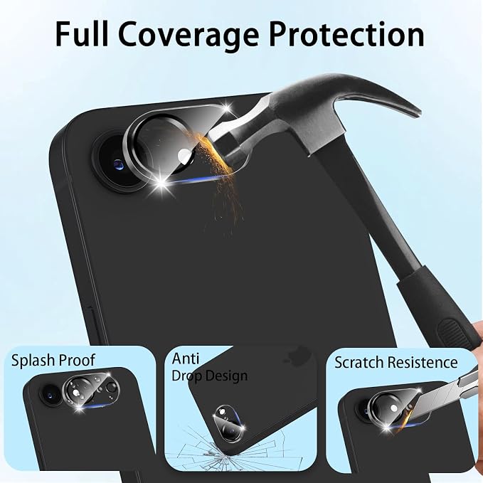 (3 Pack) Camera Lens Protector for iPhone 17e / iPhone 16e, Anti Scratch, Bubble Free,Tempered Glass Screen Protecto - Image 7