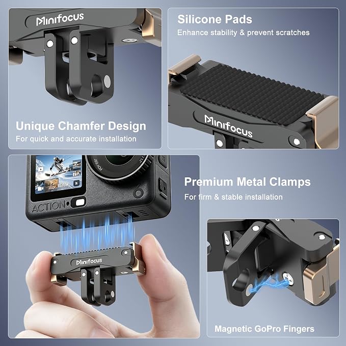 Magnetic Quick Release Adapter Mount for DJI Osmo Action 6/Nano, Aluminum Alloy Dual-Direction Base Expansion Stand w 1/4" Hole Foldable Dual-Claws Connector for Tripod Selfie Stick Action Camera - Image 5