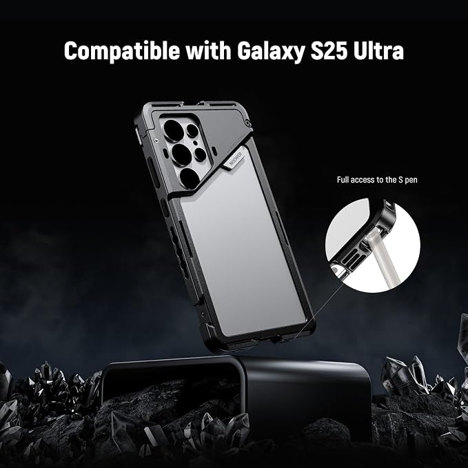NEEWER S25 Ultra Phone Cage, Mobile Video Rig Phone Stabilizer with 67mm Filter Adapter, 17mm Lens Backplate, T Mount Adapter Compatible with Moment Samsung Galaxy S25 Ultra, 1x Cleaning Cloth, PA082 - Image 2