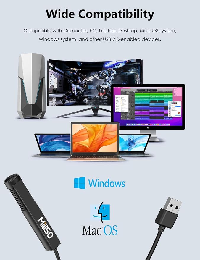 USB PC Microphone External Lavalier Mini USB Microphone for Computer | Plug & Play, Omnidirectional, for Laptop, YouTube, Meeting, Recording, Podcasting, Gaming - 1.5 M / 4.9 FT - Image 4