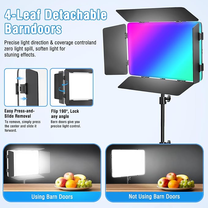 2-Pack LED Video Light Kit with 63'' Tripod Stand, Icceue 2500K-8500K Dimmable Studio Photography Panel Lighting for Video Recording Game Live Streaming Podcast YouTube Filming (2 Pack RGB) - Image 2