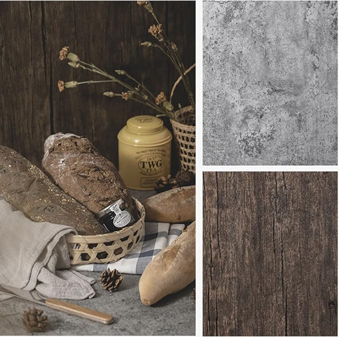 2 PCS Boards Photo Backdrop for Flat Lay, Food Photography Background 24x24 Inch, BEIYANG (Black Walnut+Dark Gray) - Image 6